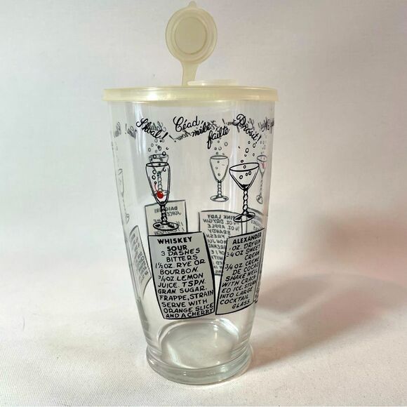 Vintage MCM Atomic Age cocktail recipe mixer cup with lid - Picture 1 of 9